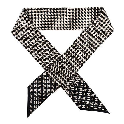 Chanel Silk CC Bandeau Scarf Black White 1 of 3