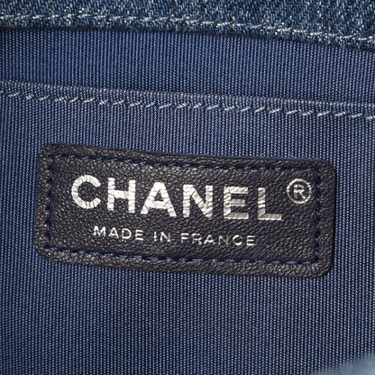 Chanel Cotton Tweed Denim Medium Boy Flap Light Green Light Blue 8 of 9