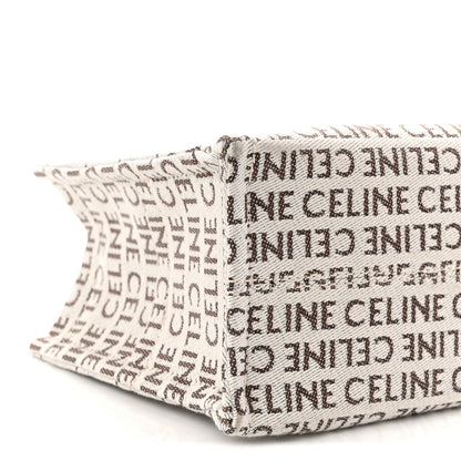 Celine Canvas Calfskin All Over Print Small Cabas Thais White Tan 7 of 8