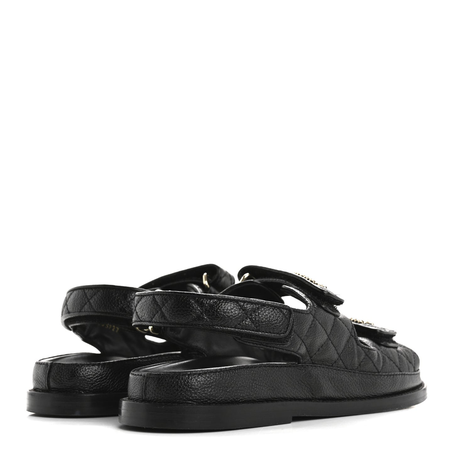 Grained Calfskin Velcro Dad Sandals 36.5 Black