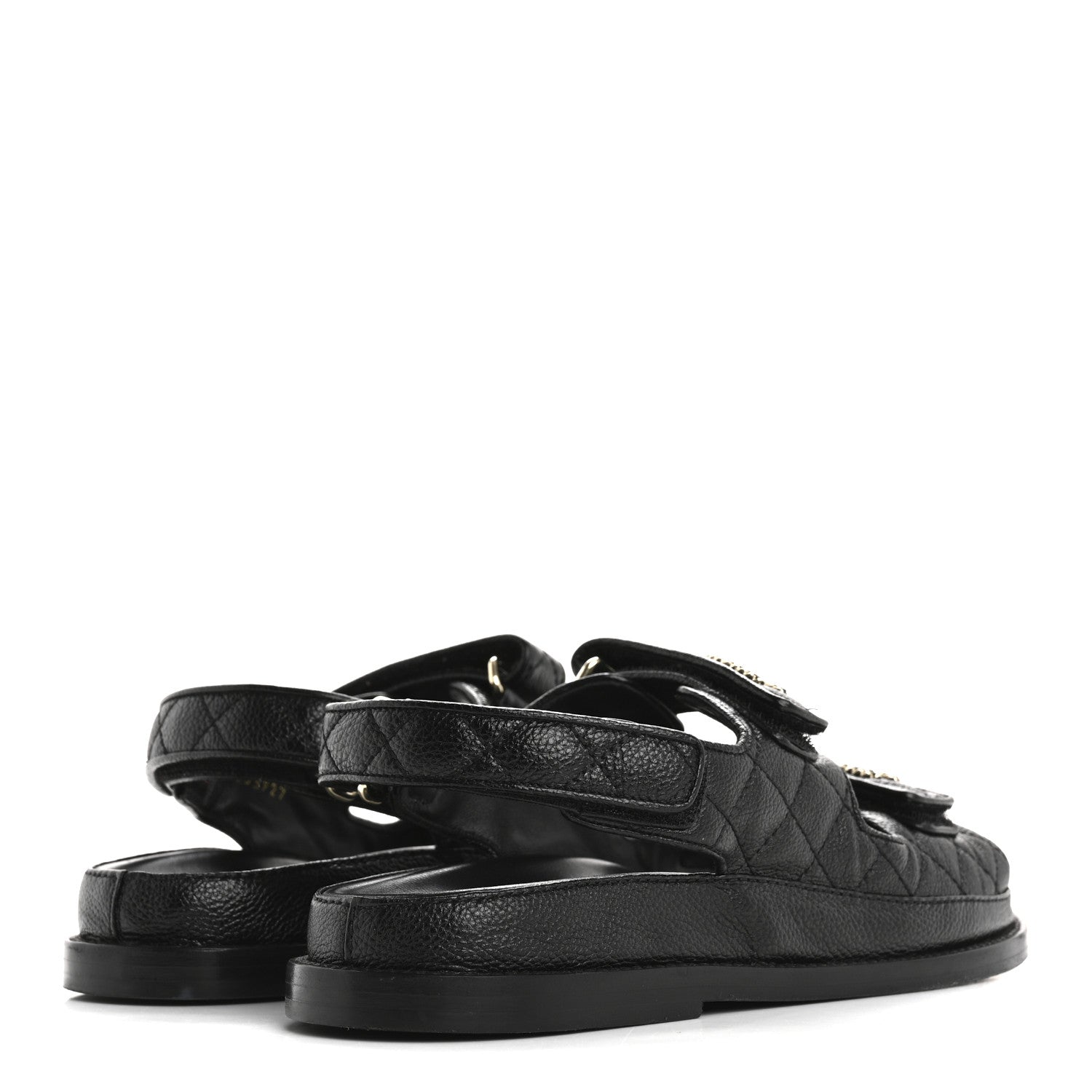 Chanel Grained Calfskin Velcro Dad Sandals 36.5 Black 5 of 11