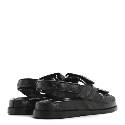 Chanel Grained Calfskin Velcro Dad Sandals 36.5 Black 5 of 11