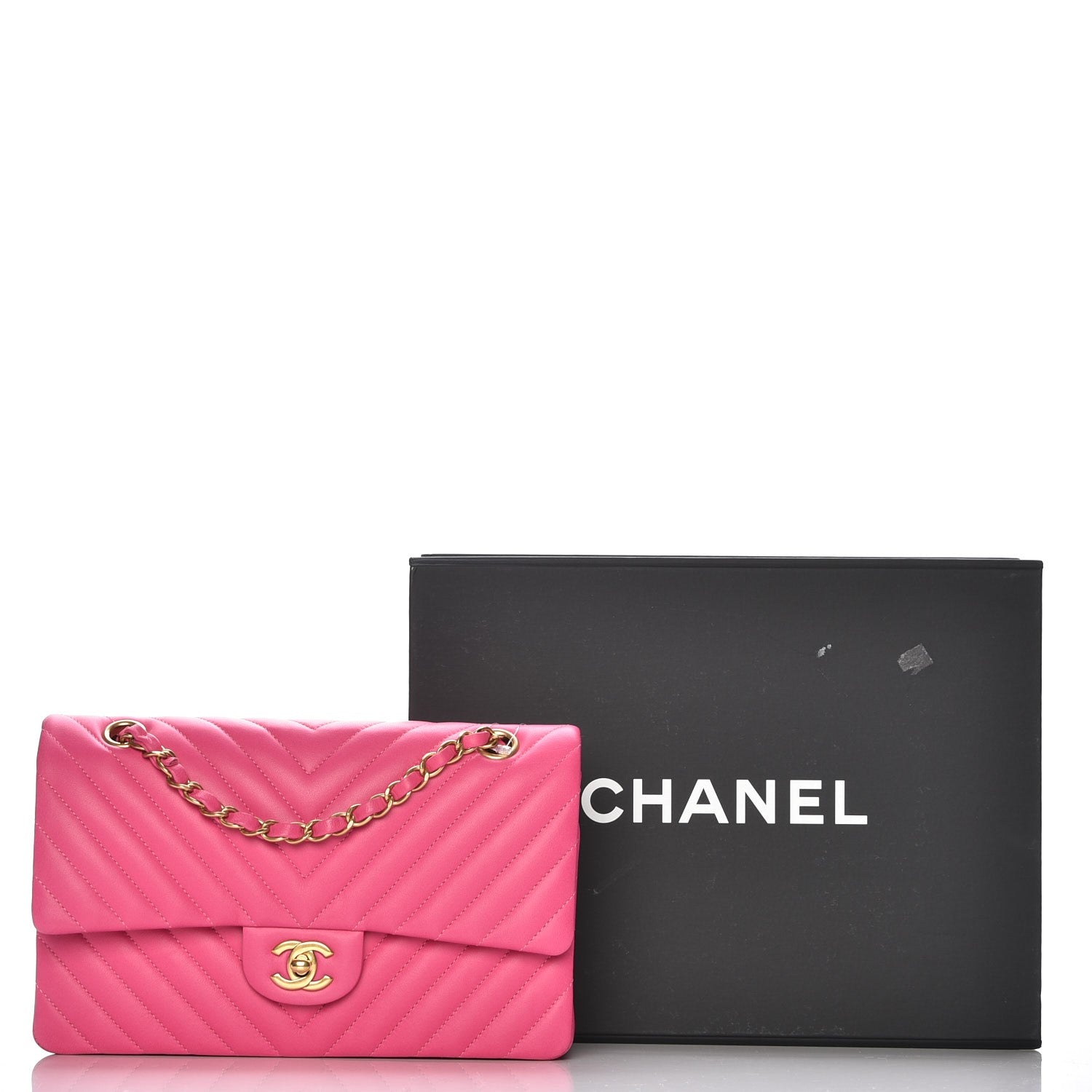 Chanel Lambskin Chevron Quilted Medium Double Flap Pink 8 of 8