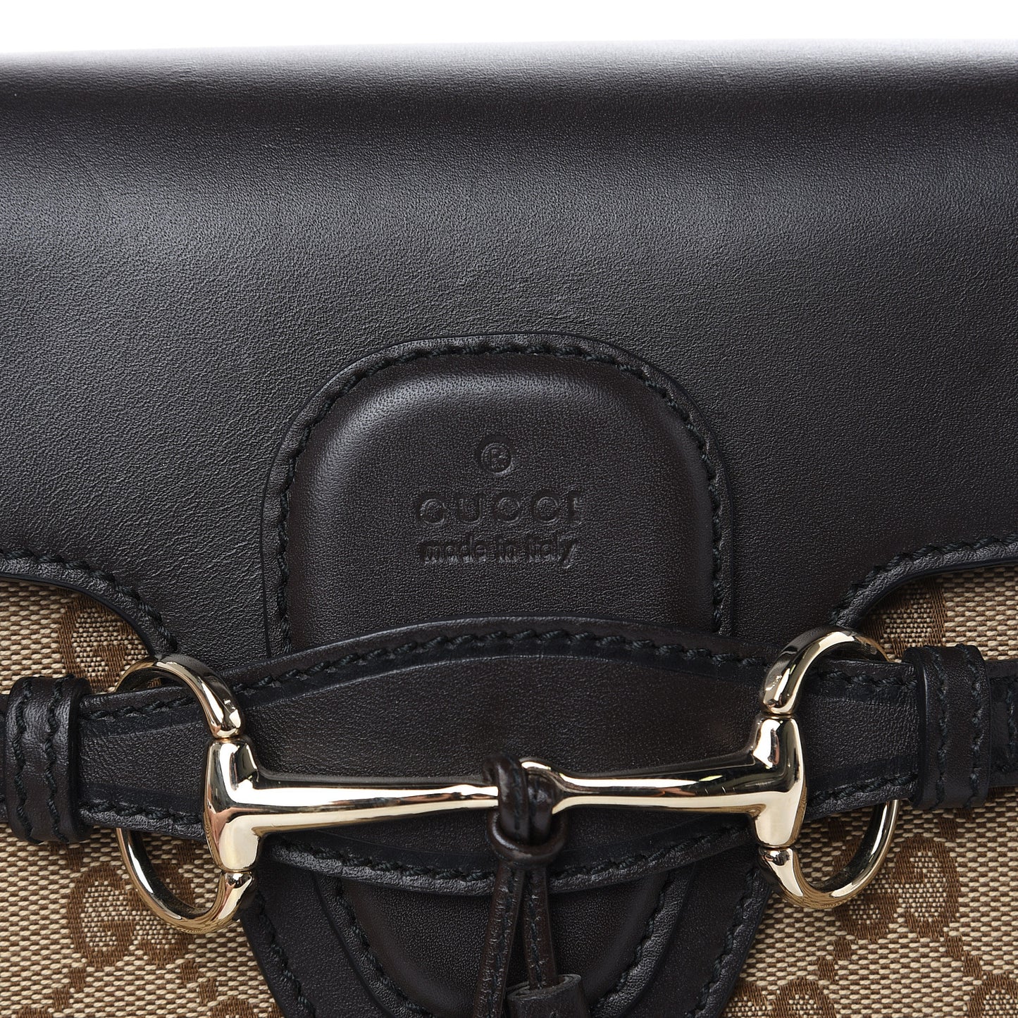 Monogram Margaux Calfskin Medium Emily Chain Shoulder Bag Beige Ebony Cocoa