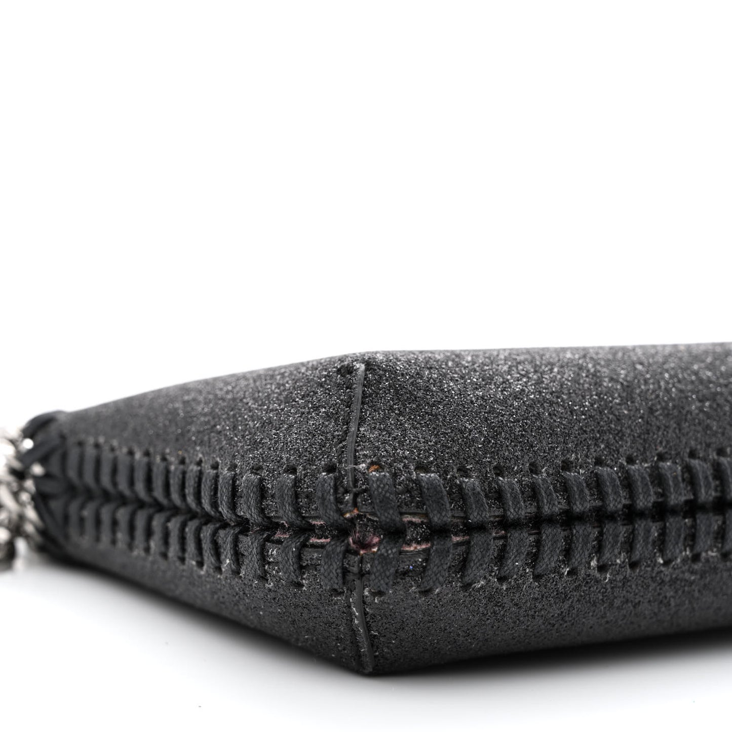Metallic Glitter Mini Falabella Box Shoulder Bag Black