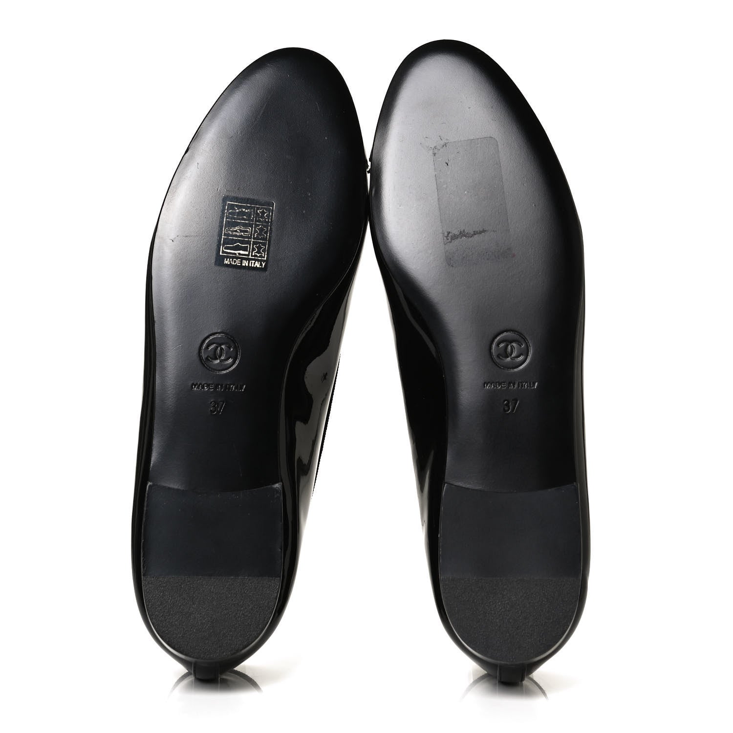 Chanel Patent CC Cap Toe Ballerina Flats 37 Black 7 of 12