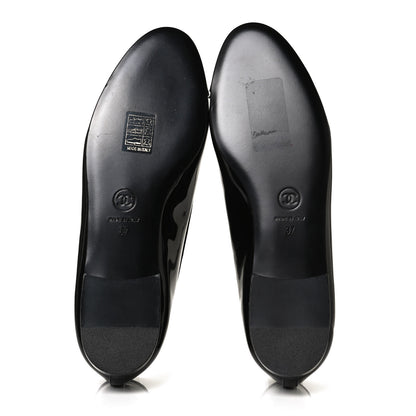 Chanel Patent CC Cap Toe Ballerina Flats 37 Black 7 of 12