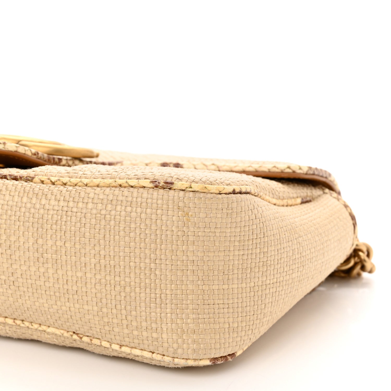 Gucci Raffia Elaphe Matelasse Small GG Marmont Shoulder Bag Natural Cream Brown 10 of 10