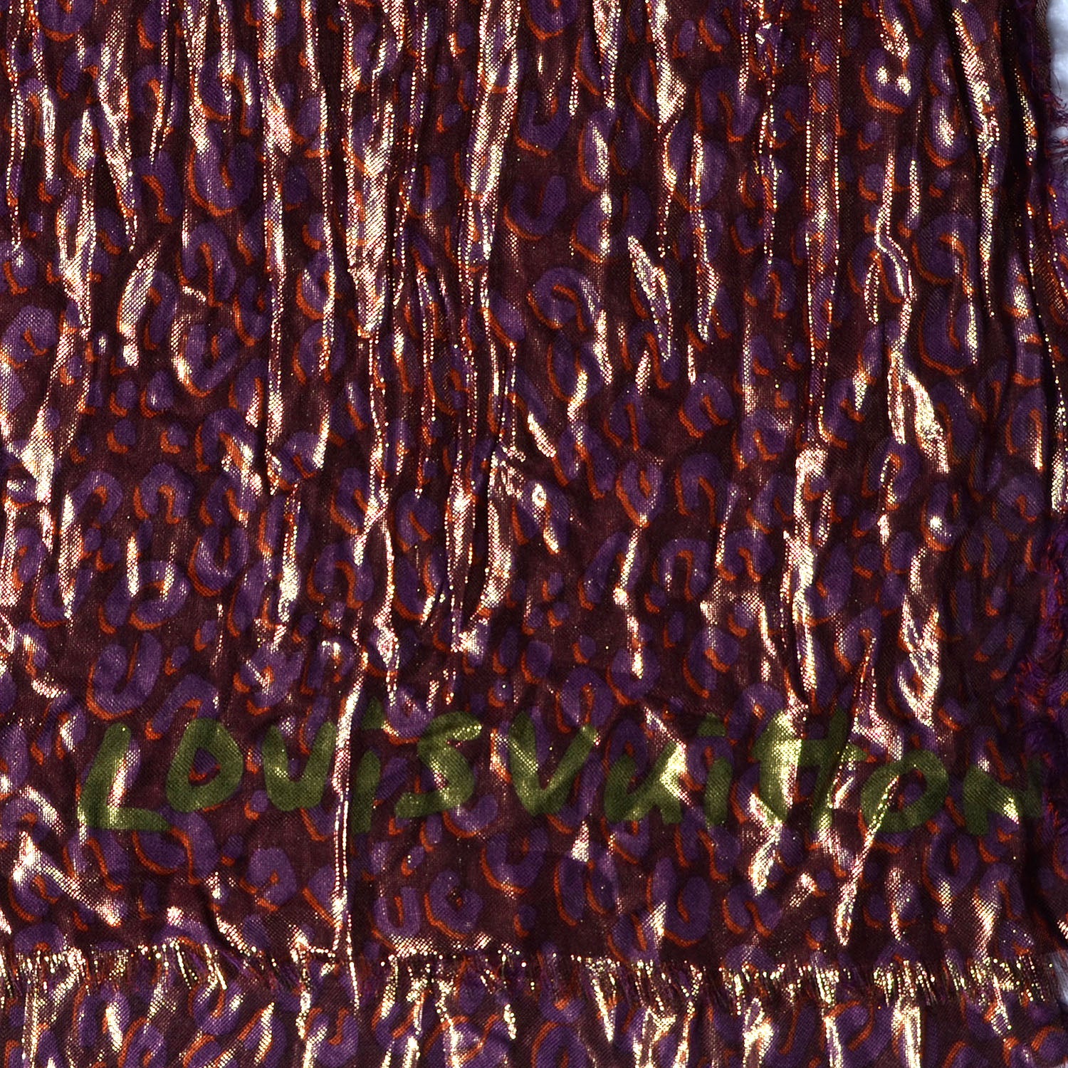 Louis Vuitton Cashmere Silk Leopard Etole Stole Disco Prune 5 of 7