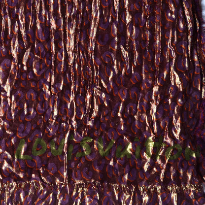 Louis Vuitton Cashmere Silk Leopard Etole Stole Disco Prune 5 of 7