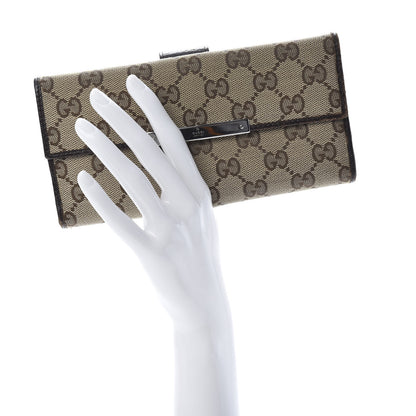 Gucci Monogram Metal Bar Continental Flap Wallet Beige Ebony Dark Brown 2 of 13