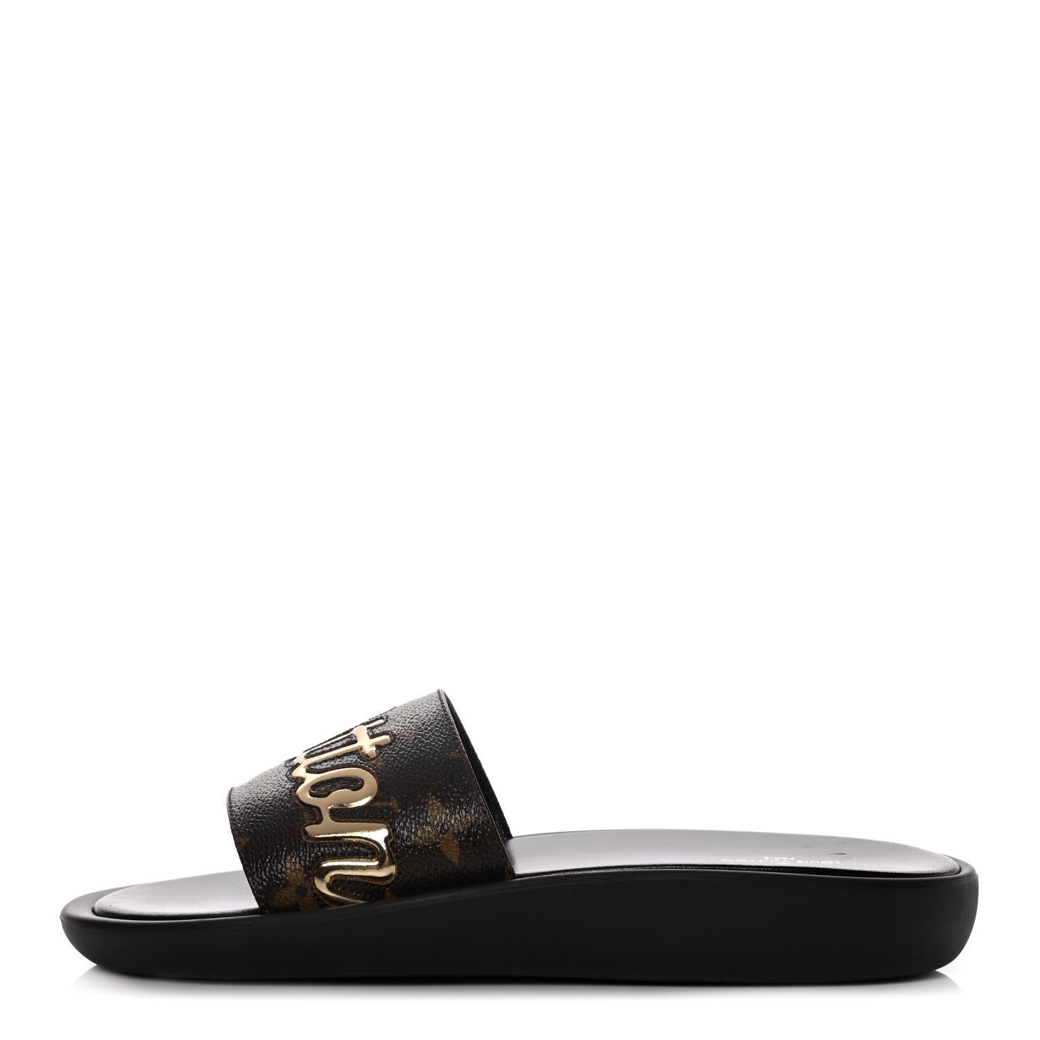 Louis Vuitton Metallic Calfskin Monogram Logo Sunbath Slide Sandals 37 1 of 12