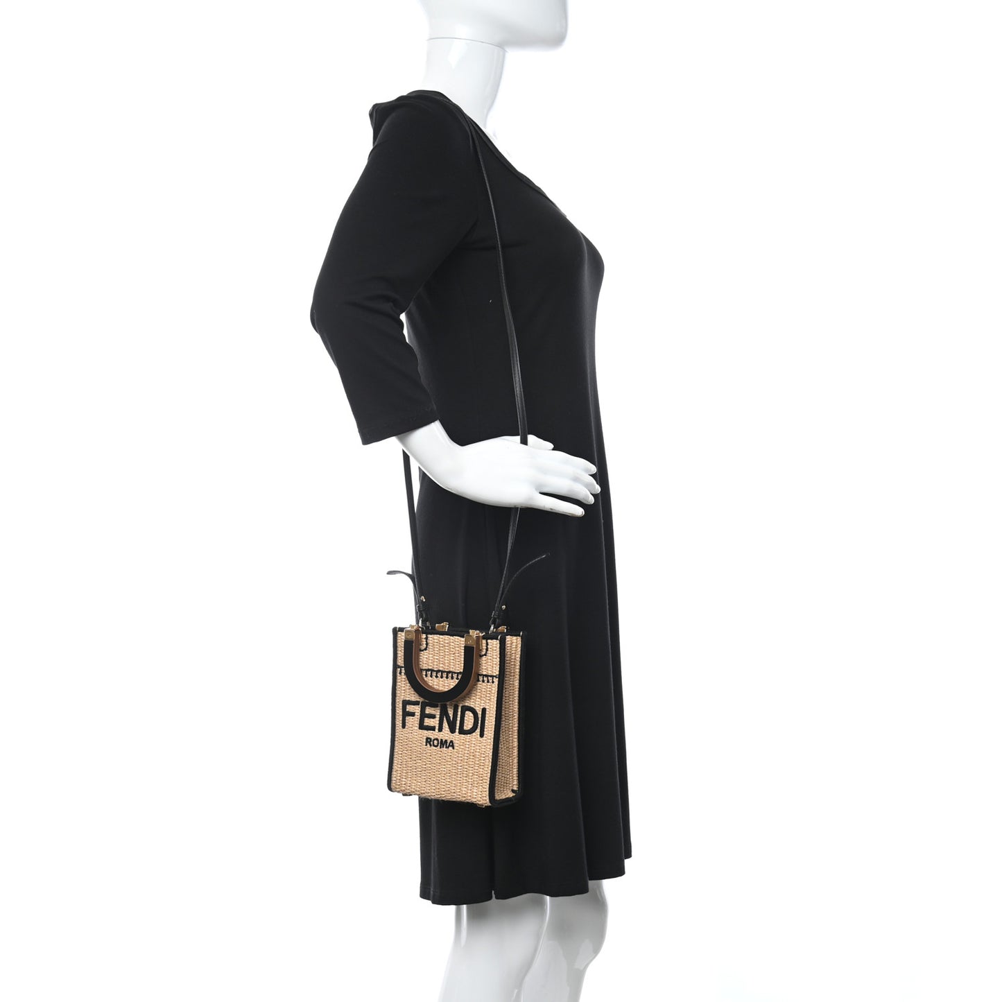 Straw Vitello Grace Cuoio Logo Braided Embroidered Mini Sunshine Shopper Natural Black
