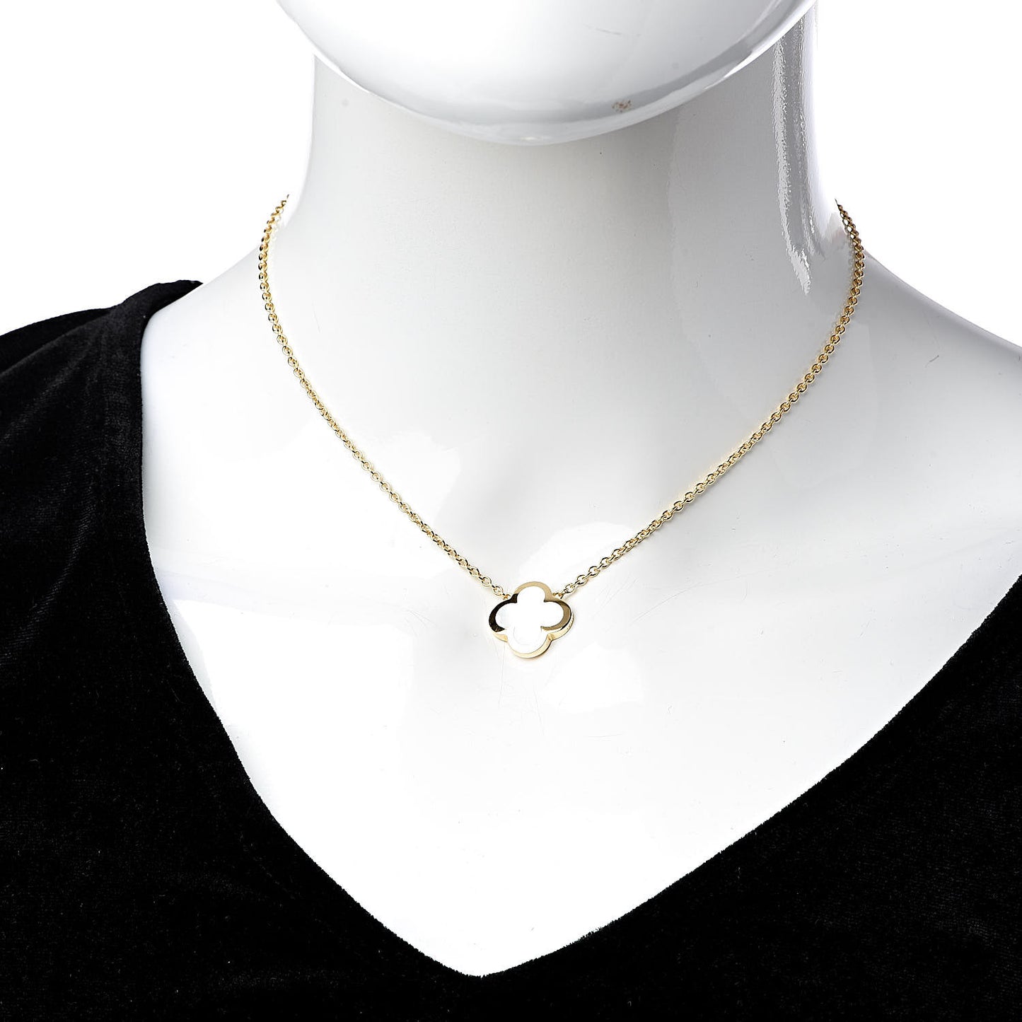 18K Yellow Gold Mother of Pearl Pure Alhambra Pendant Necklace