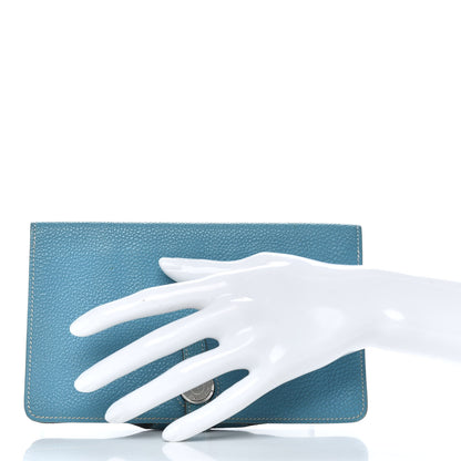 Hermes Togo Dogon Wallet Blue Jean 2 of 6
