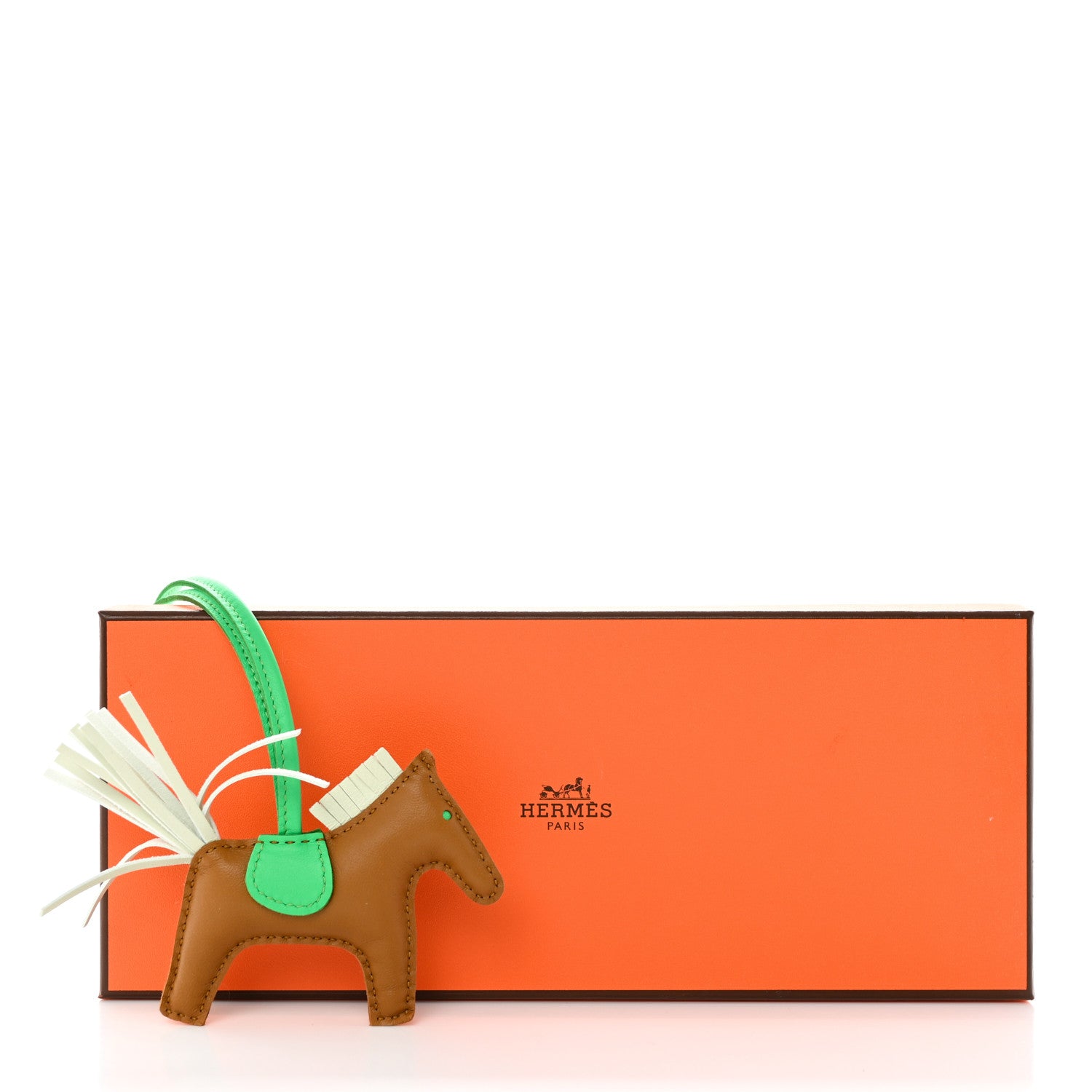 Hermes Milo Lambskin Grigri Rodeo Horse Bag Charm PM Kraft Vert Fizz Vert Comics 5 of 5
