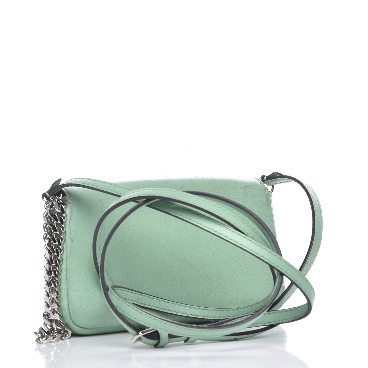 Nappa Rabbit Fox Fur Micro Buggie Baguette Verde Acqua