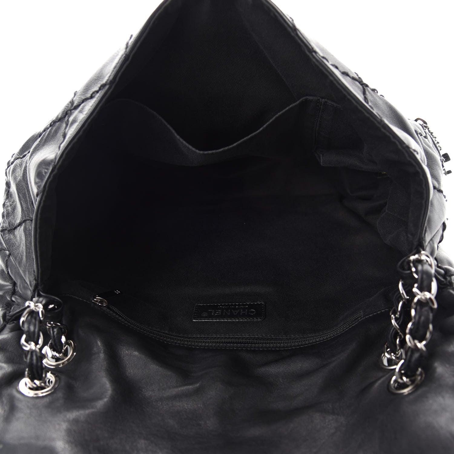 Chanel Calfskin Stitched Large Expandable Flap Bag Black 8 of 16
