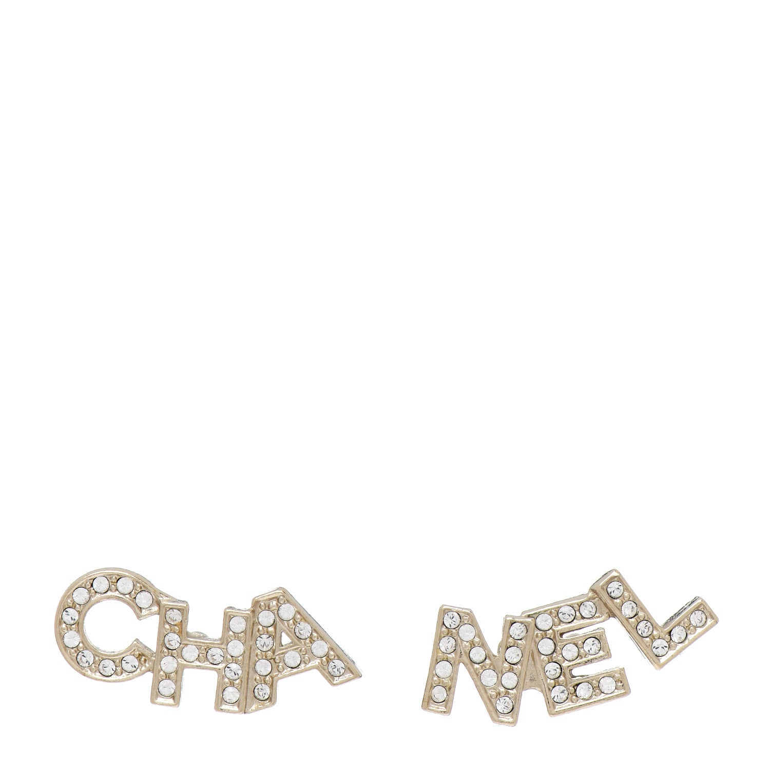 Chanel Crystal Pearl Signature Stud Earrings Gold 1 of 5