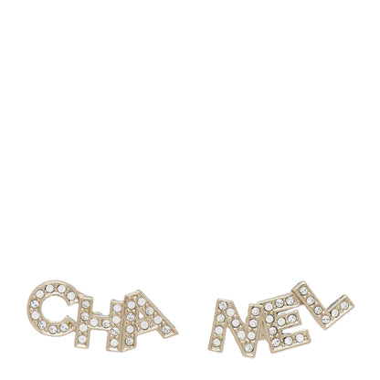 Chanel Crystal Pearl Signature Stud Earrings Gold 1 of 5