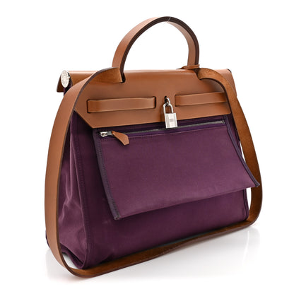 Hermes Toile Vache Hunter Herbag Zip 31 PM Cassis Fauve 4 of 13