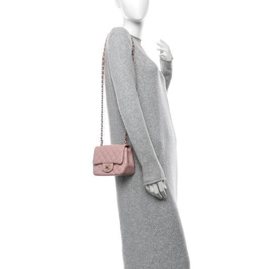 Lambskin Quilted Mini Square Flap Light Pink