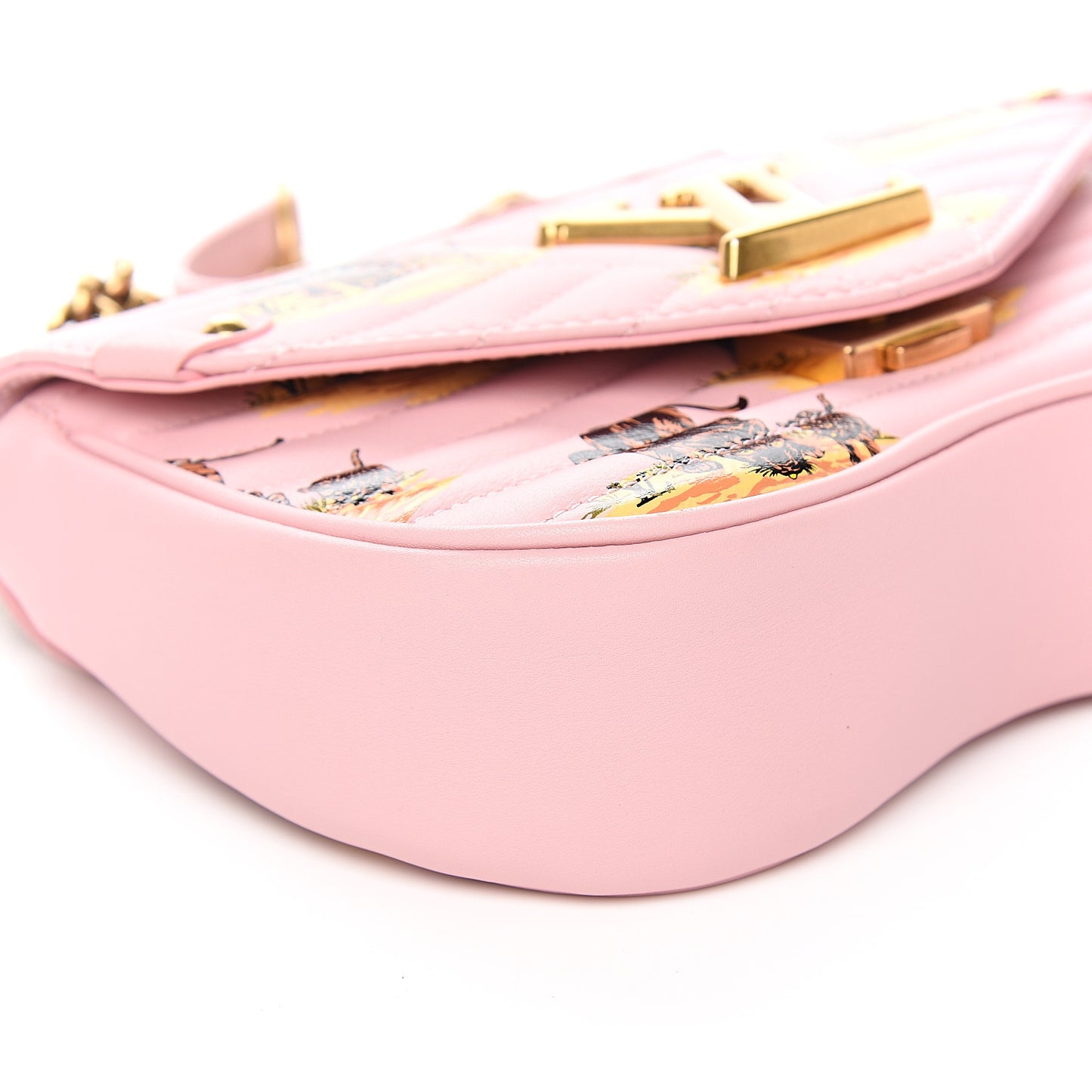 Calfskin Leopard Print New Wave Chain PM Light Pink
