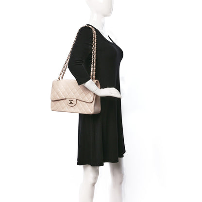 Chanel Caviar Quilted Jumbo Double Flap Light Beige 2 of 11
