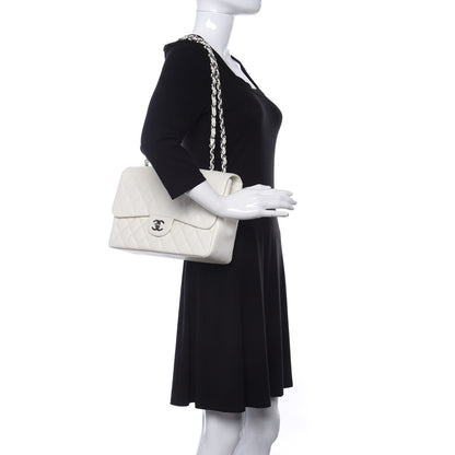 Chanel Caviar Quilted Jumbo Single Flap White 2 of 9