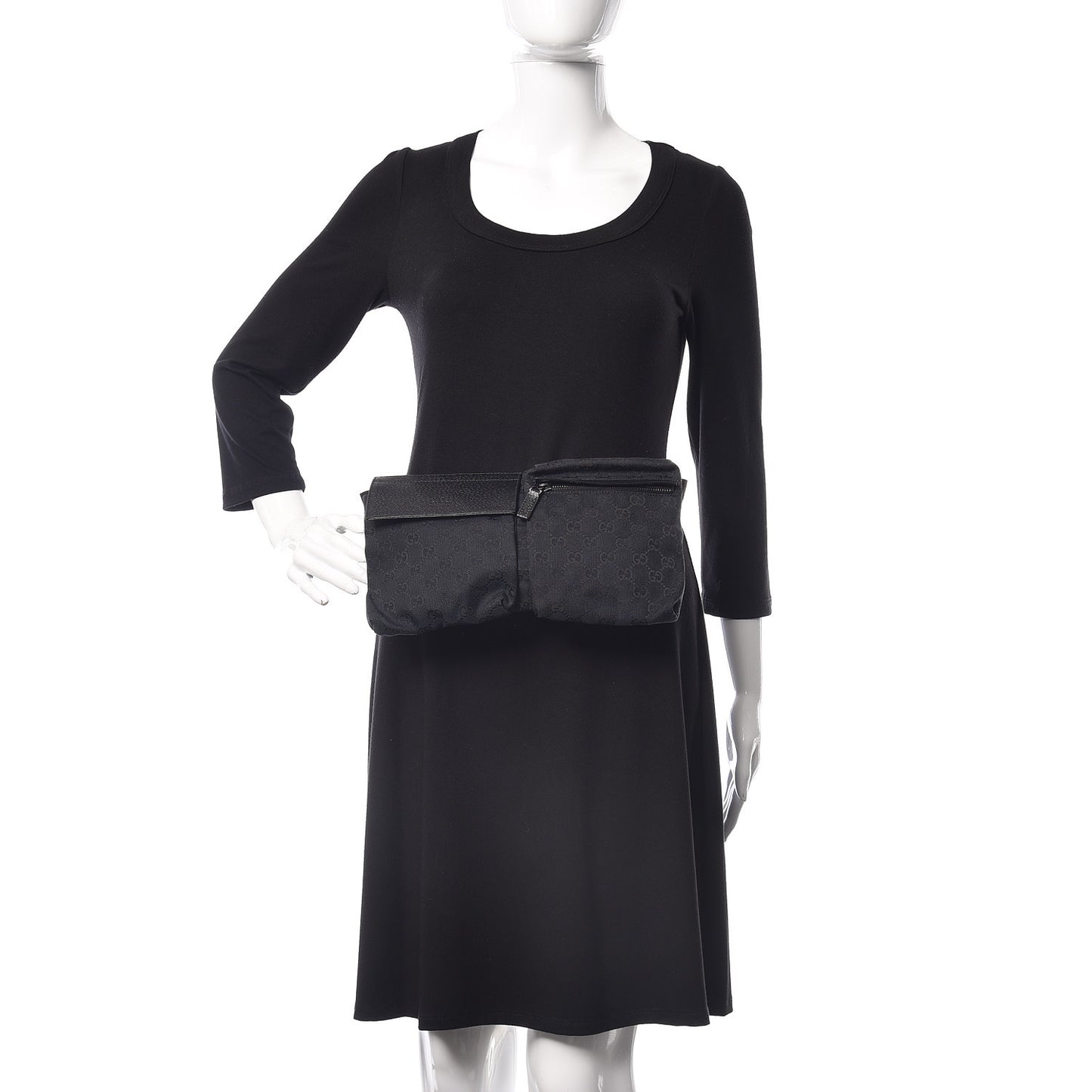 GG Monogram Double Pocket Belt Bag Black