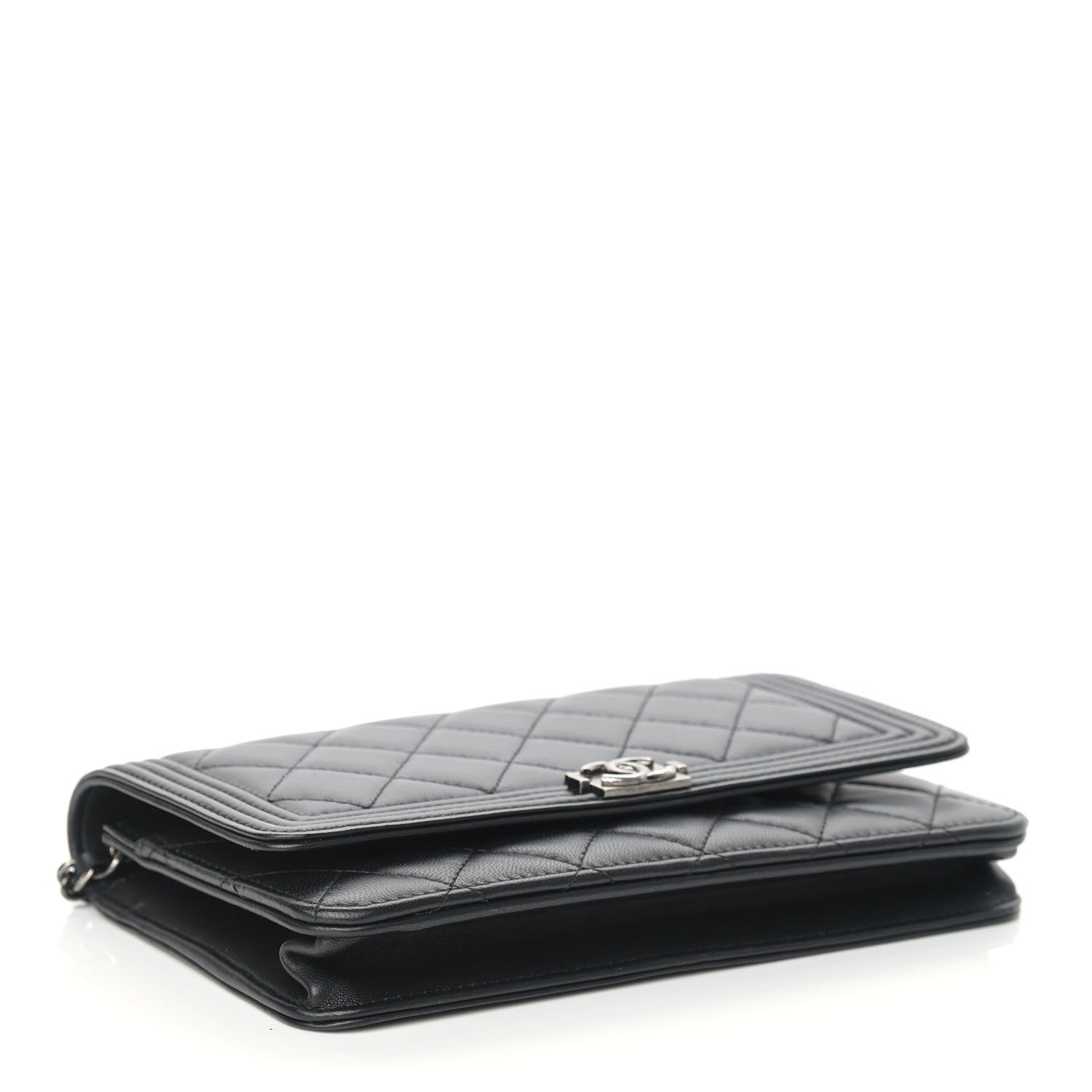 Chanel Lambskin Quilted Boy Wallet On Chain WOC Black 4 of 10