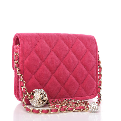 Chanel Velvet Quilted Pearl Crush Flap With Chain Pink 3 of 11