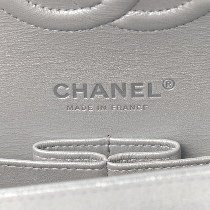 Chanel Glittered Metallic Caviar Quilted Medium Double Flap Silver 6 of 9