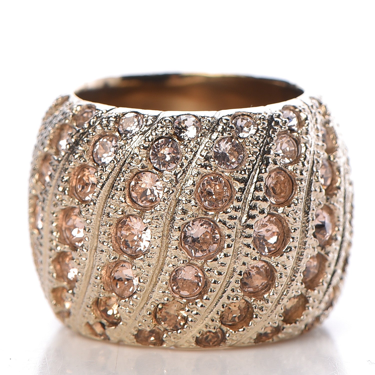 Chanel Crystal CC Ring 6.75 Pink Gold 3 of 5