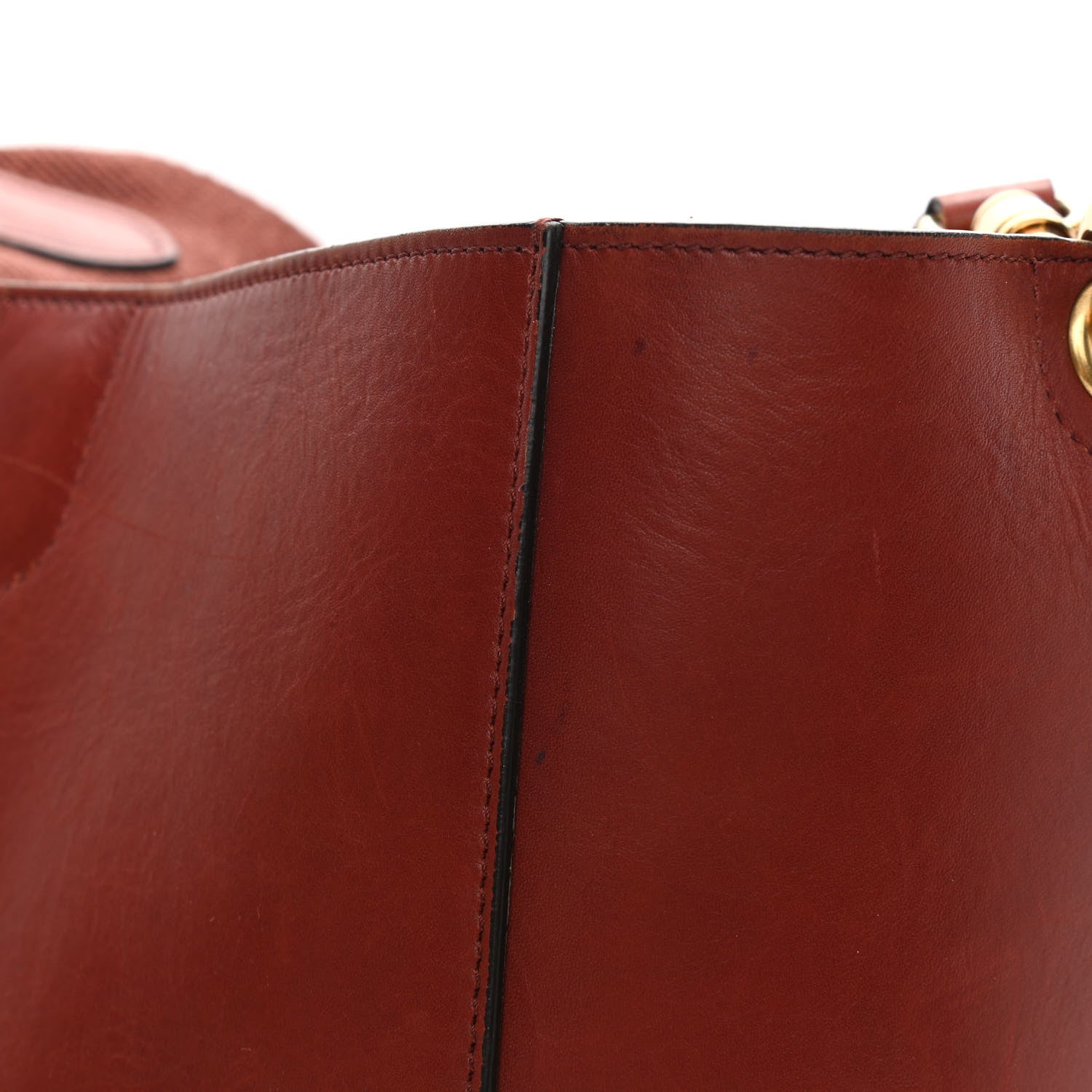 Celine Natural Calfskin Sangle Bucket Bag Red Wood 13 of 15
