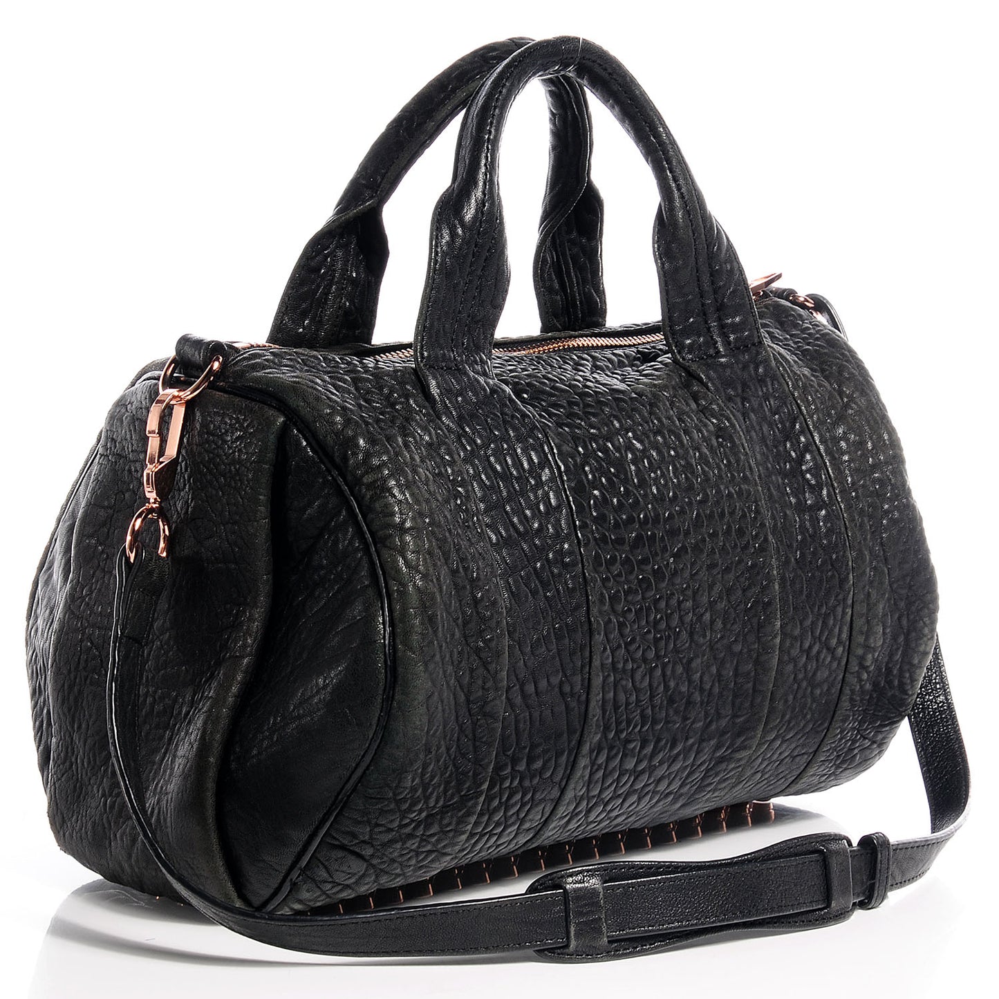 Pebbled Lambskin Rocco Black w Rose Gold Hardware