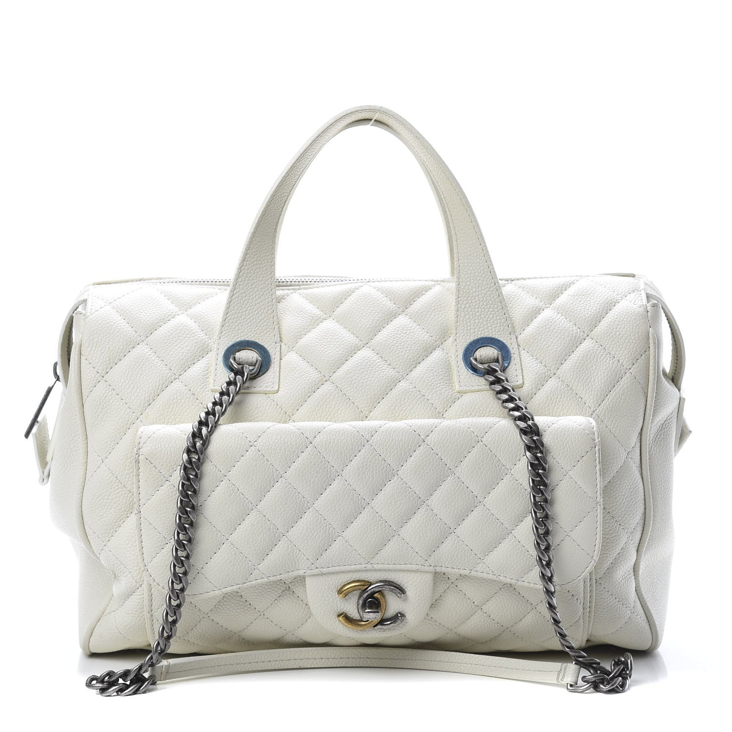 Chanel Caviar Quilted Large Casual Pocket Tote White 1 of 19