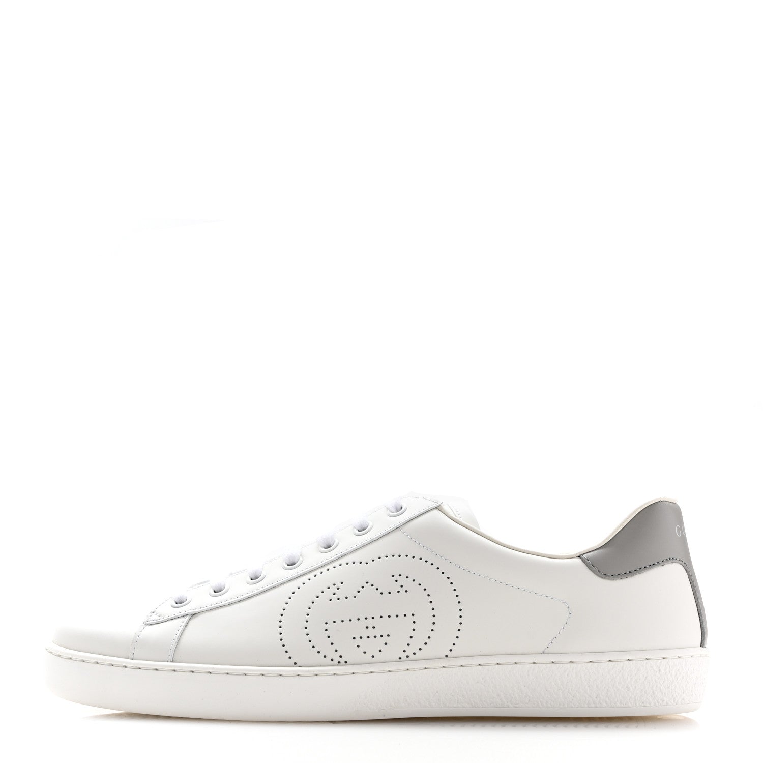 Gucci Calfskin Interlocking G Perforated Mens Ace Sneakers 9.5 White Grey Sky 1 of 10