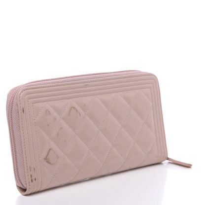 Chanel Patent Quilted Boy Long Zip Around Wallet Light Pink 3 of 12