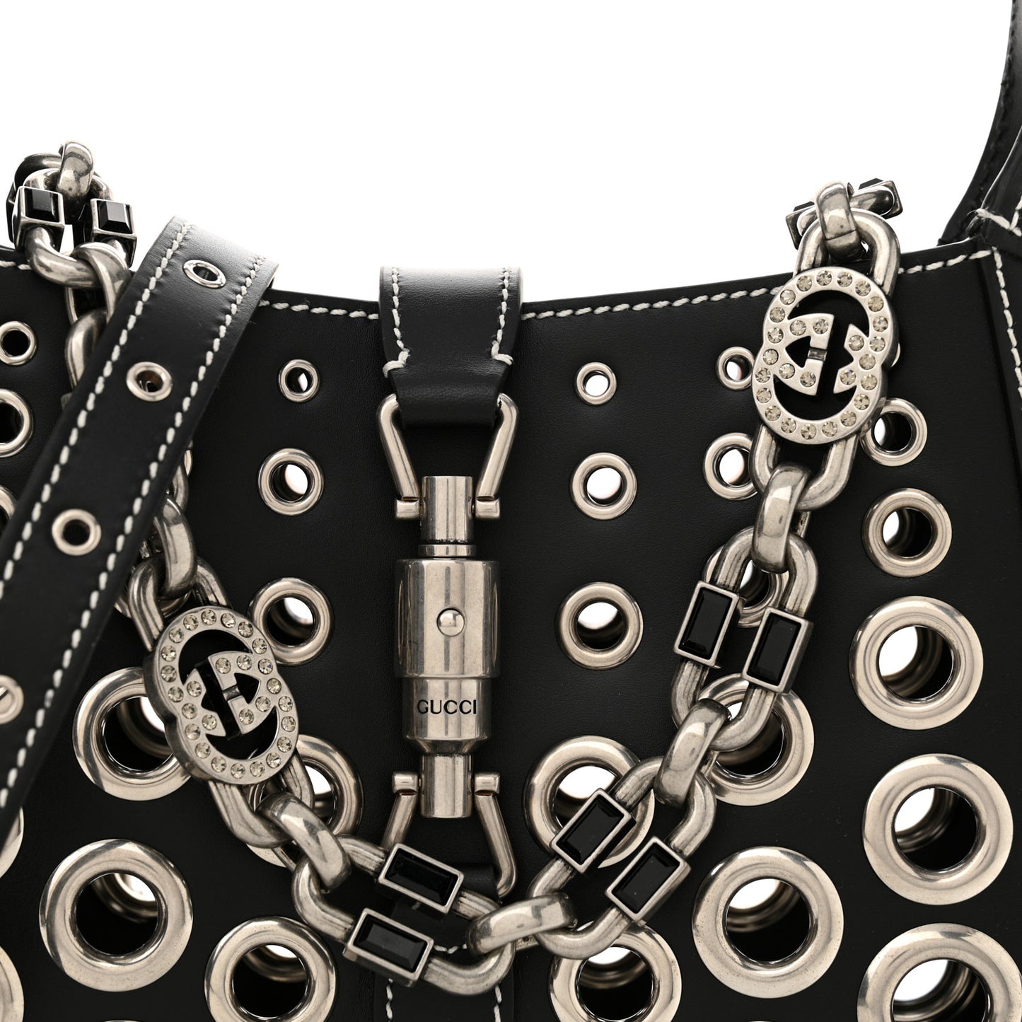 Calfskin Ha Ha Ha Jackie 1961 Eyelet Hobo Black