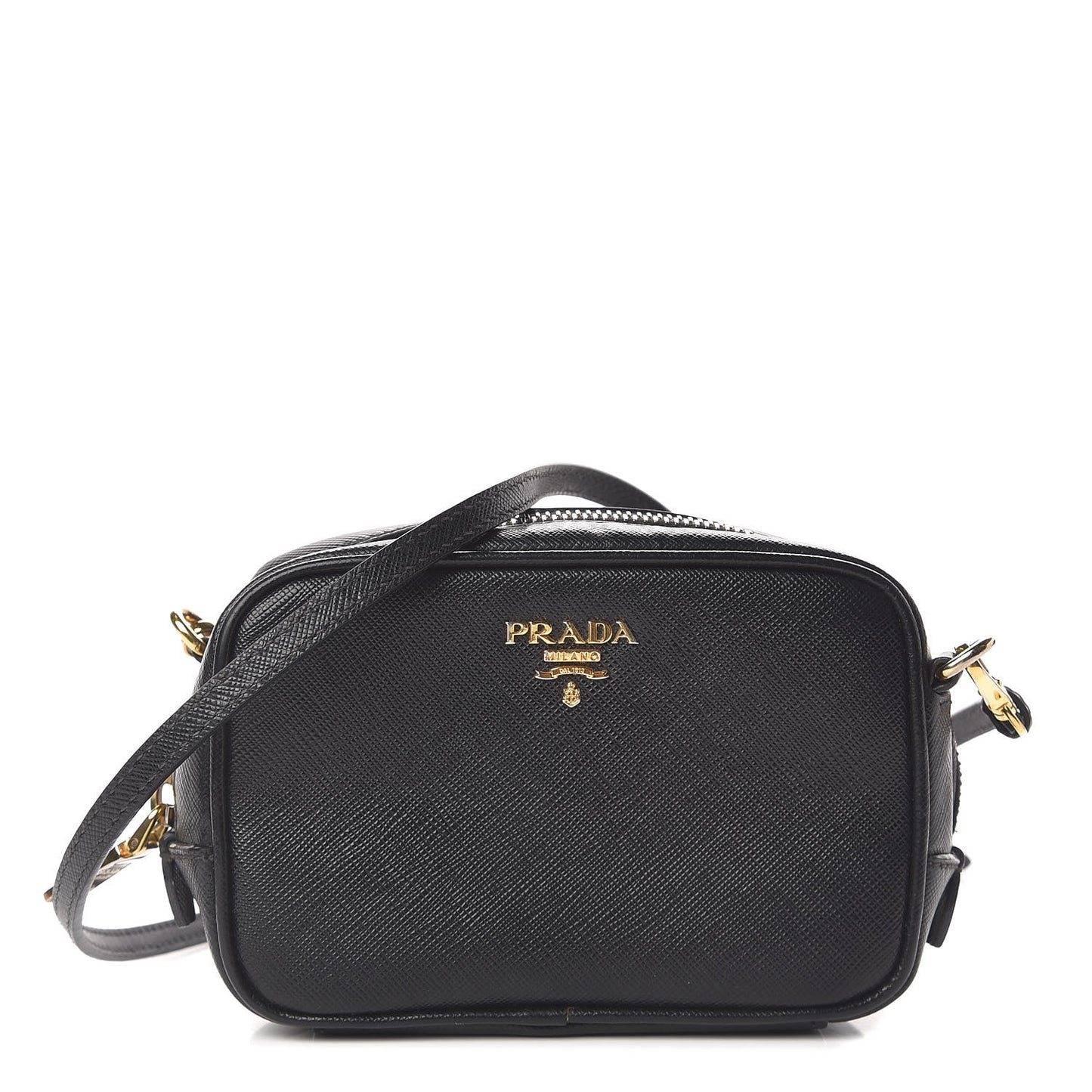 Saffiano Mini Camera Crossbody Bag Black