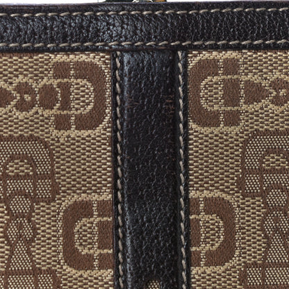 Gucci Horsebit Canvas Buckle Compact Wallet Brown 18 of 19