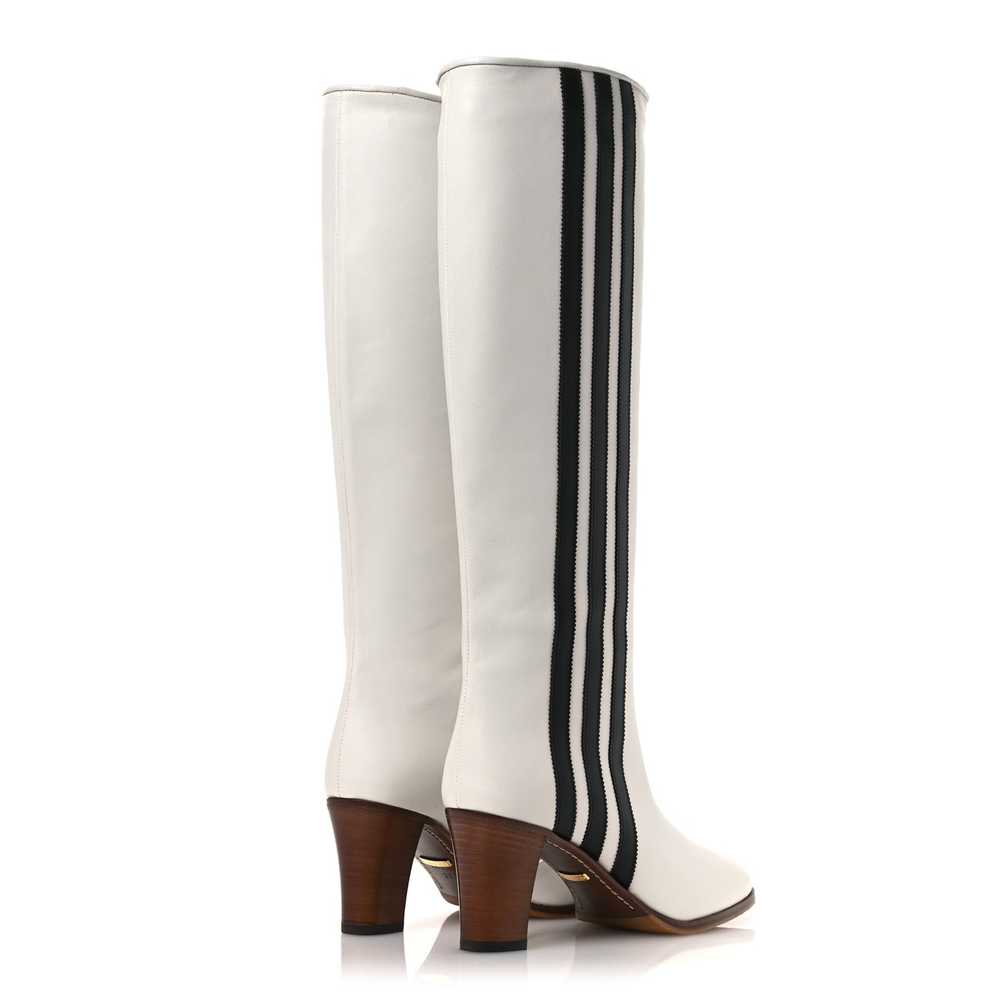 X ADIDAS Calfskin Elizabeth Knee Boots 37 White Black