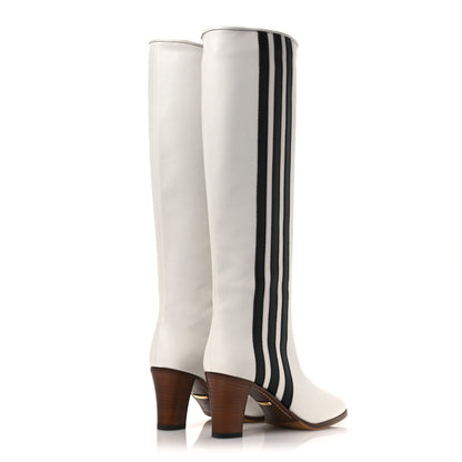 Gucci X ADIDAS Calfskin Elizabeth Knee Boots 37 White Black 5 of 10