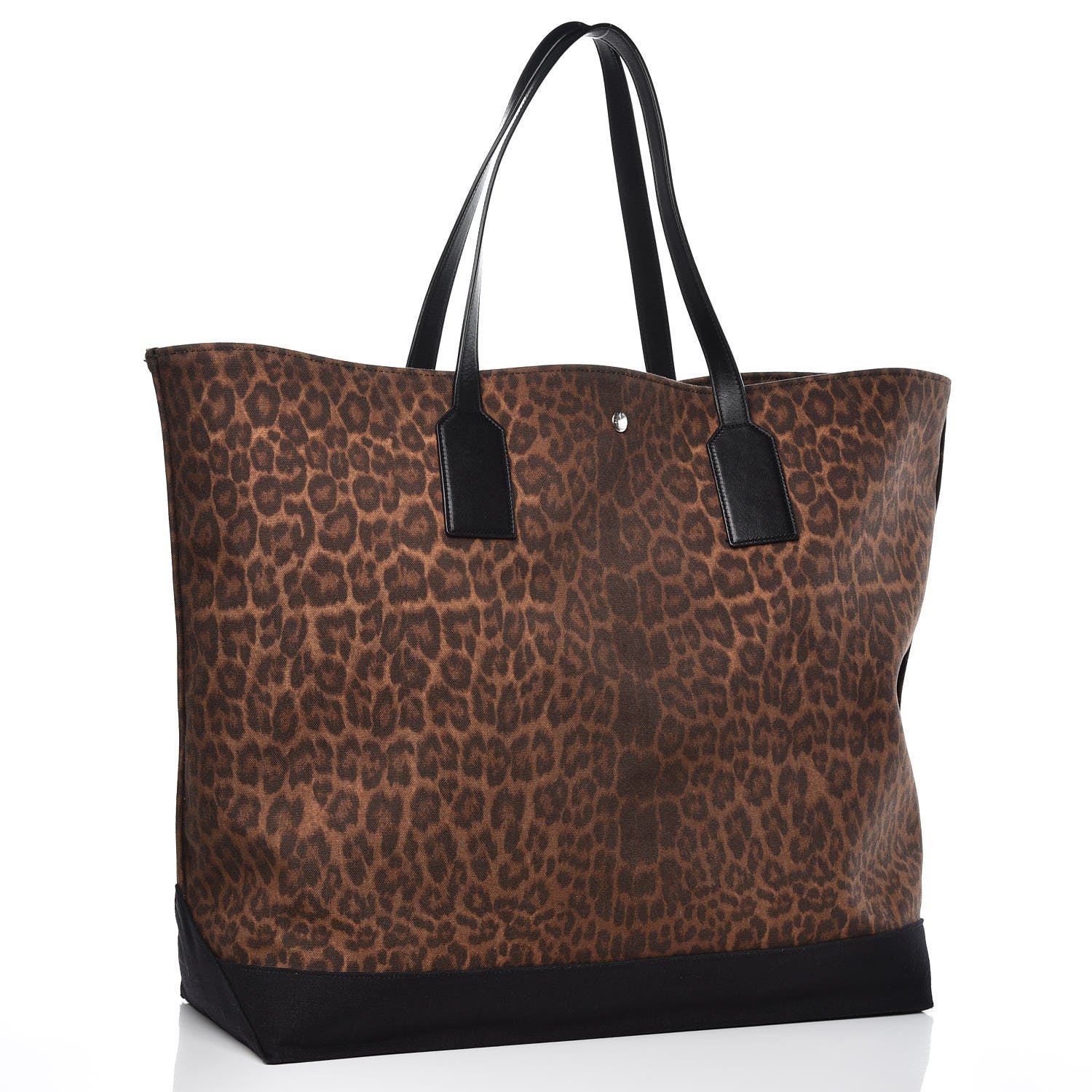 Saint Laurent Canvas Leopard Beach Shopping East West Tote Black 3 of 9