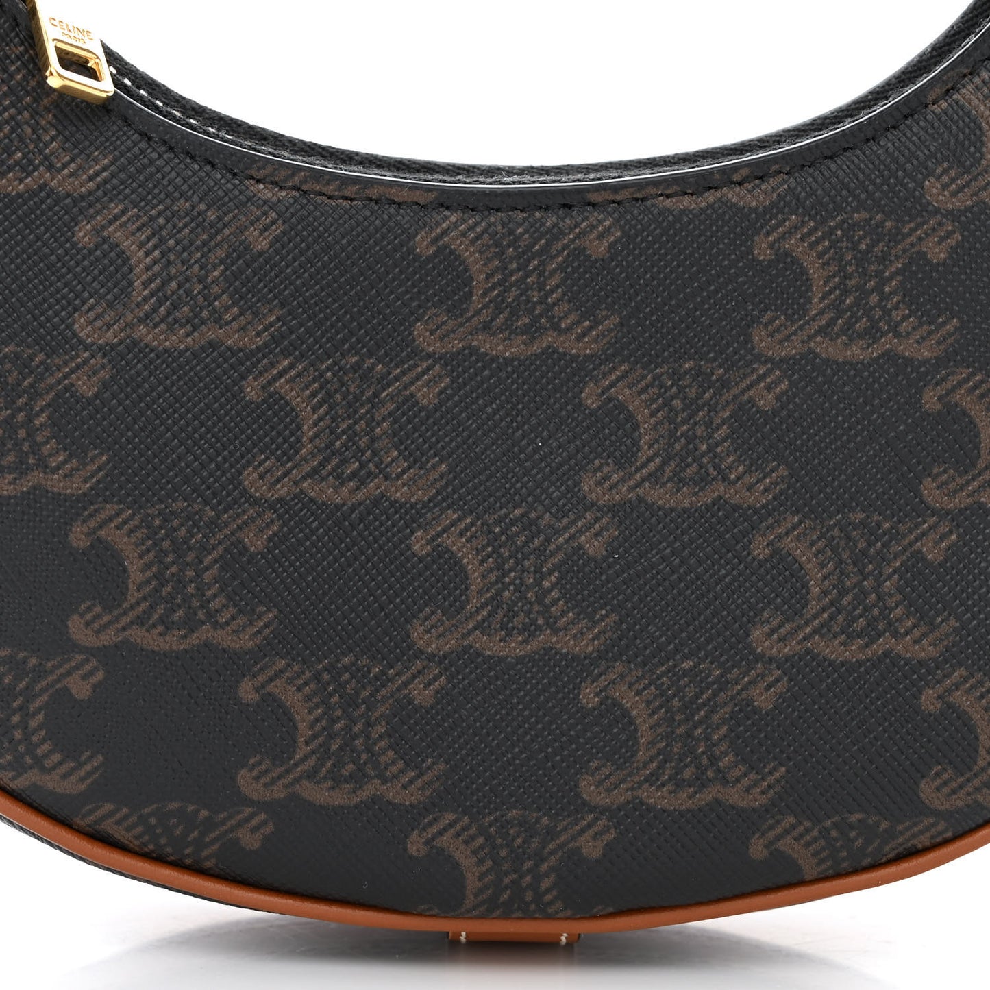 Canvas Calfskin Mini Ava Triomphe Shoulder Bag Tan