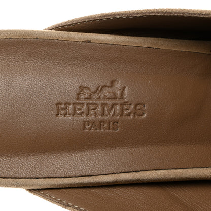 Hermes Suede Goatskin Flore 60 Mules 40 Beige 6 of 9