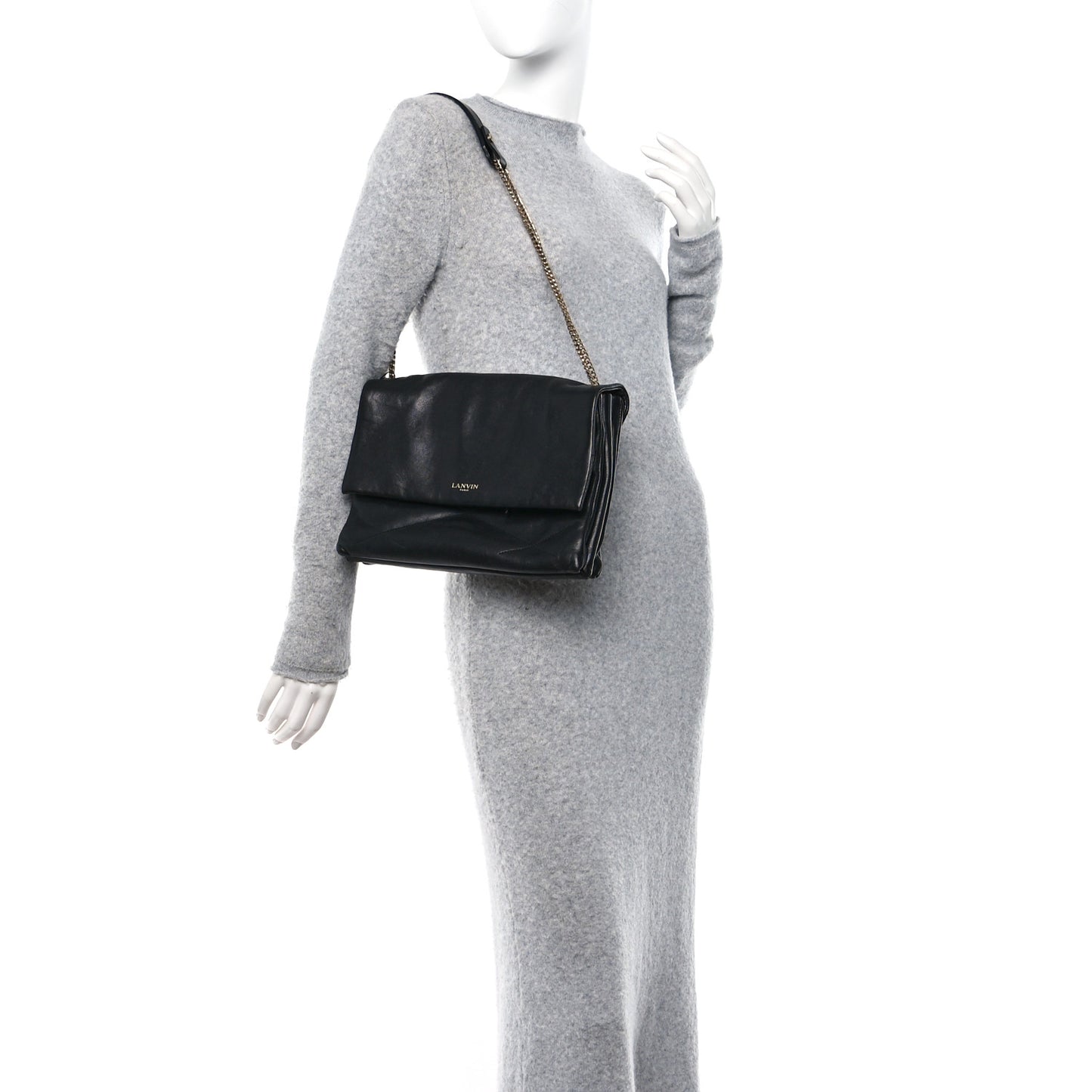 Lambskin Quilted Medium Sugar Flap Shoulder Bag Black