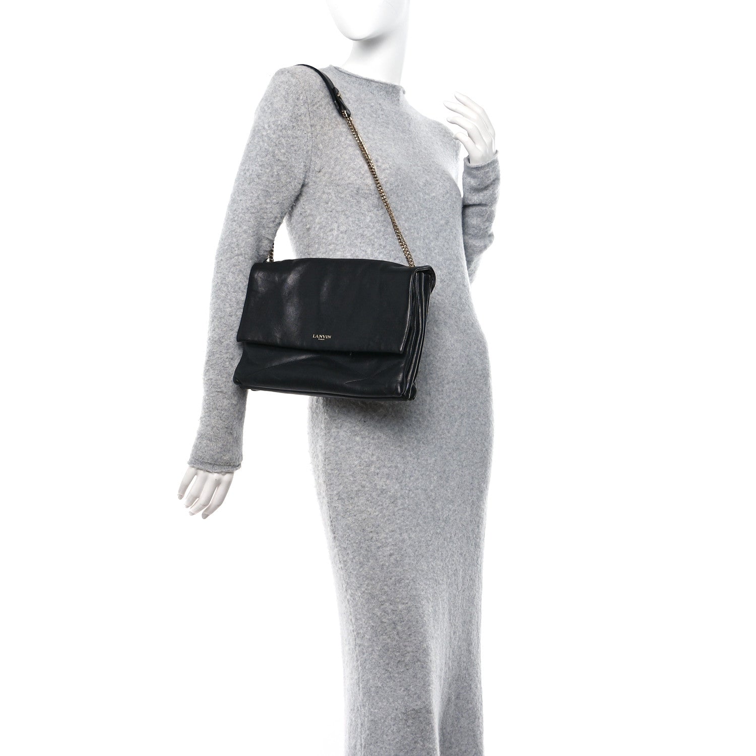 Lanvin Lambskin Quilted Medium Sugar Flap Shoulder Bag Black 2 of 10