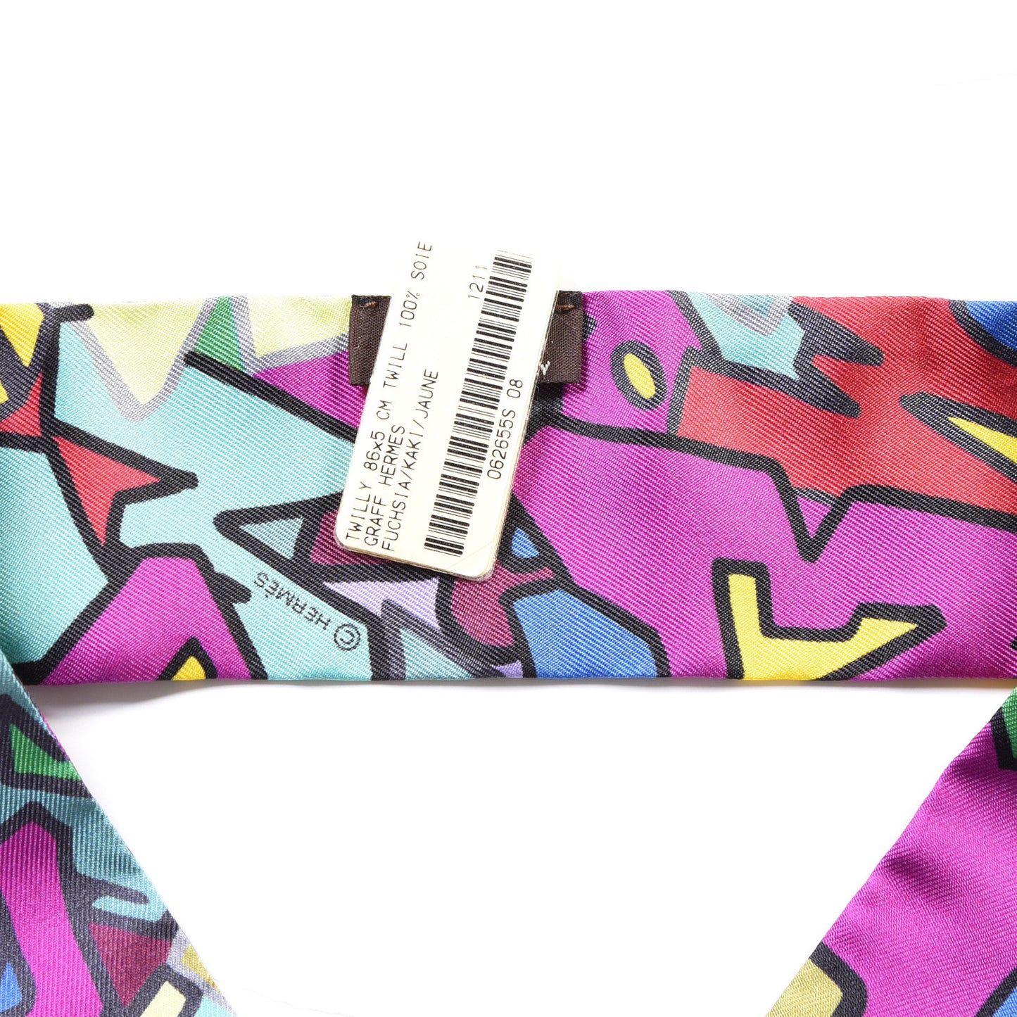 Silk Graff Graffiti Twilly Fuchsia Kaki Jaune